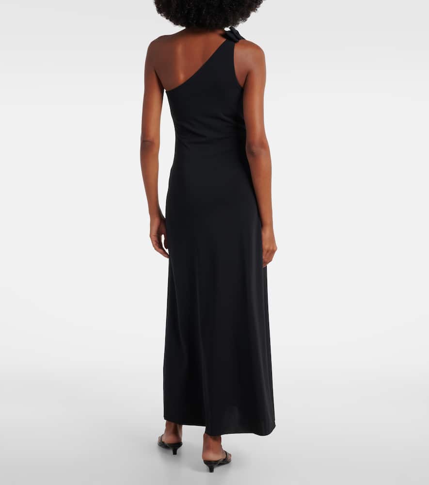 Miss bow-detail one-shoulder maxi dress