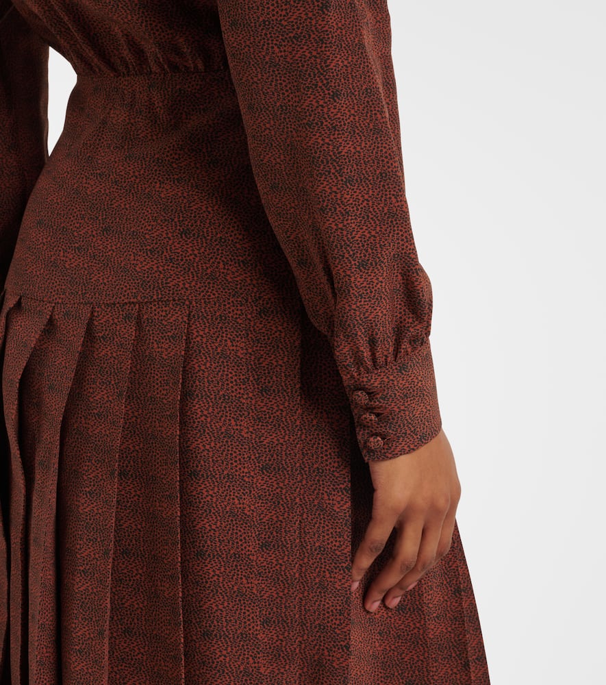Leopard-print silk midi dress