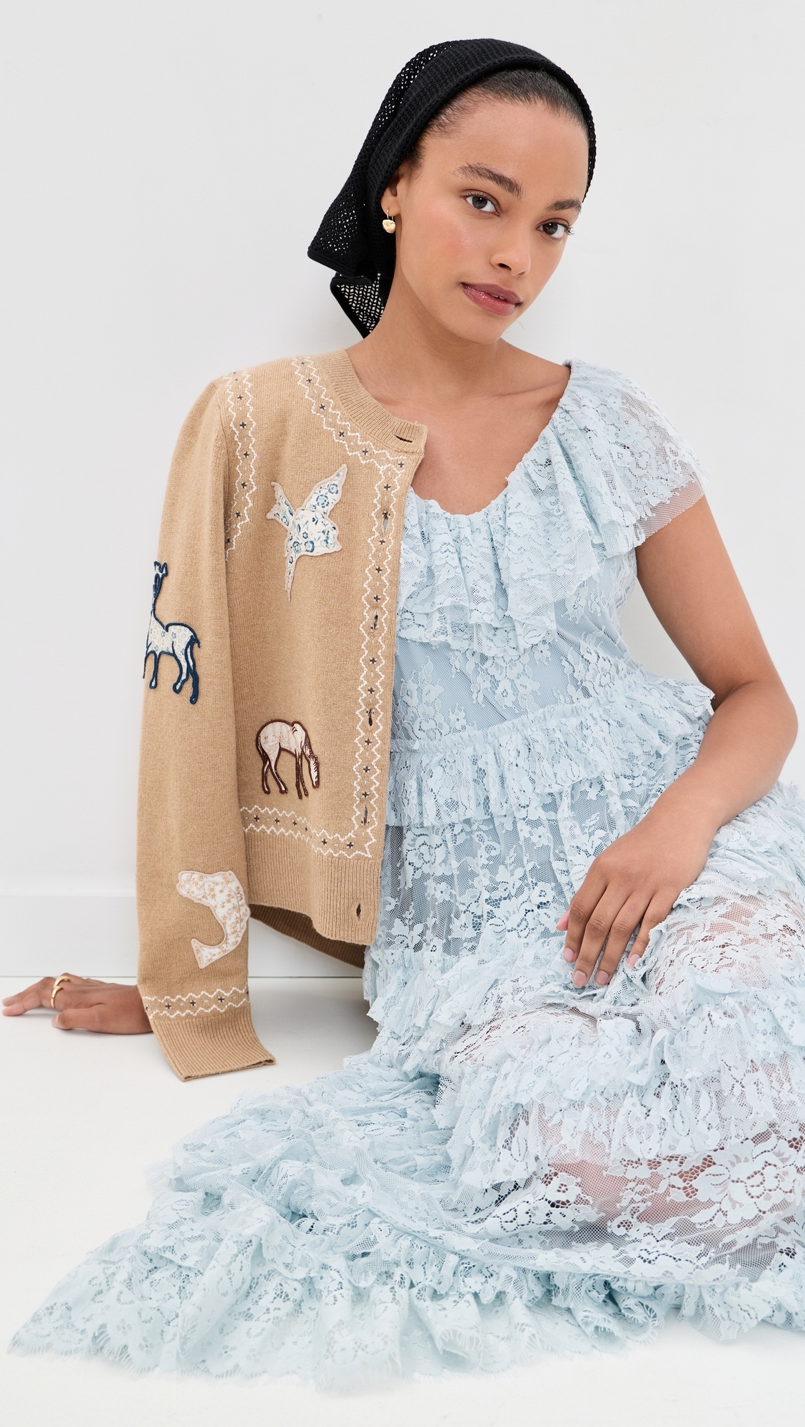 Sharleen Lace V Neck Dress Sky