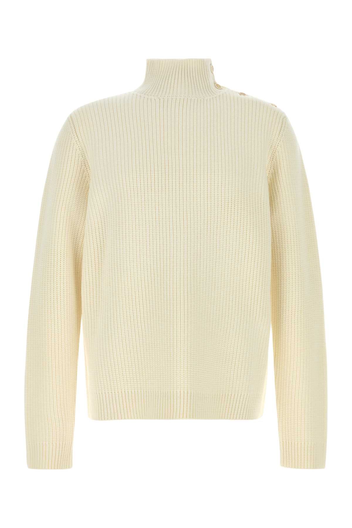 Virgin Wool Ribbed Sweater — White