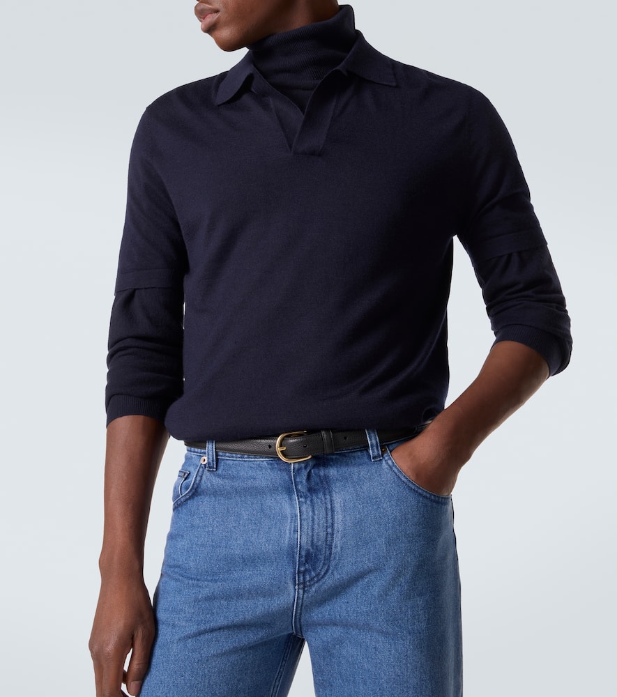 Cashmere and silk polo sweater