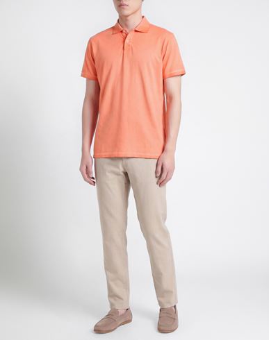 Man Polo shirt Orange Size XXL Cotton, Elastane