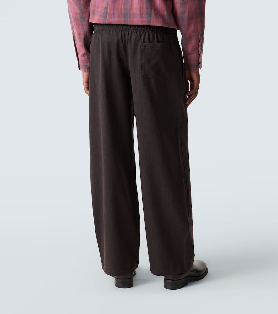 Leisure mid-rise wide-leg wool pants