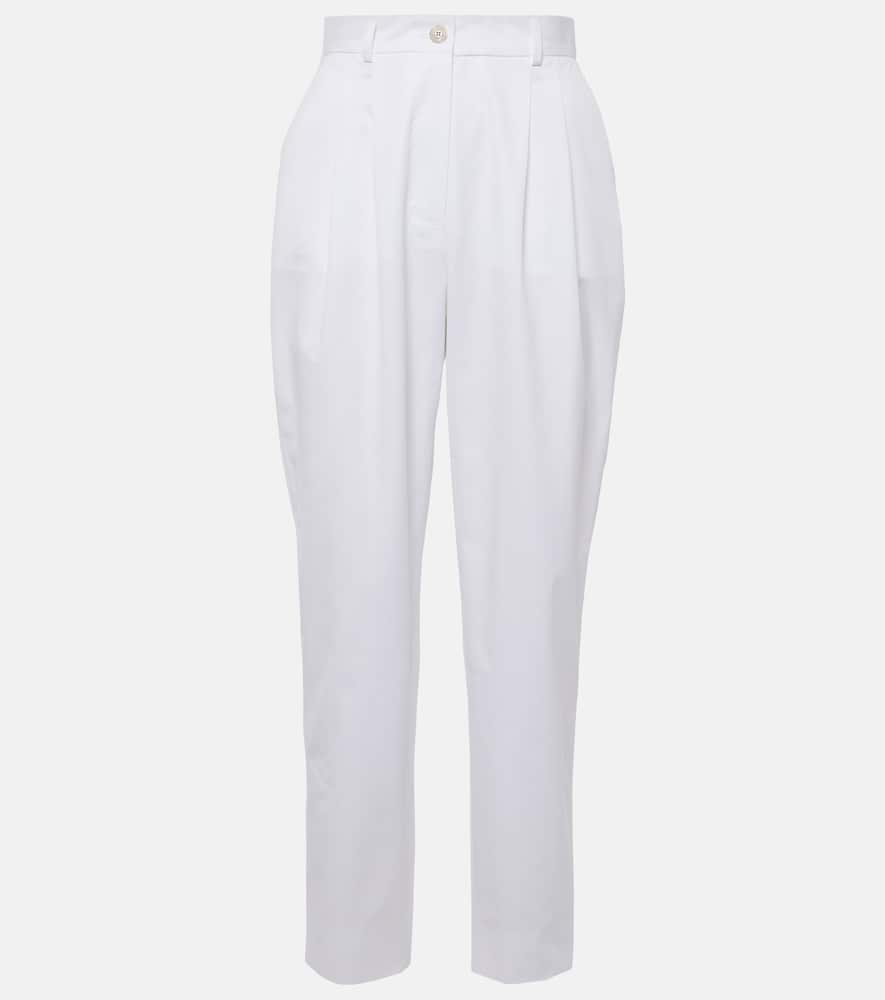 High-rise cotton straight pants