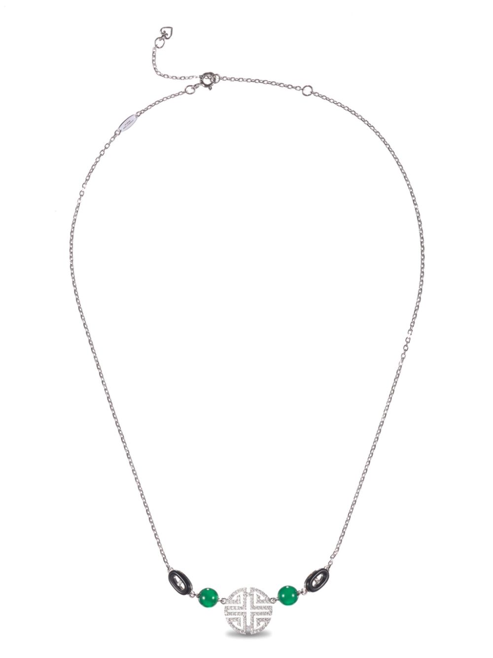Gemstone-detail crystal-embellished necklace - Silver