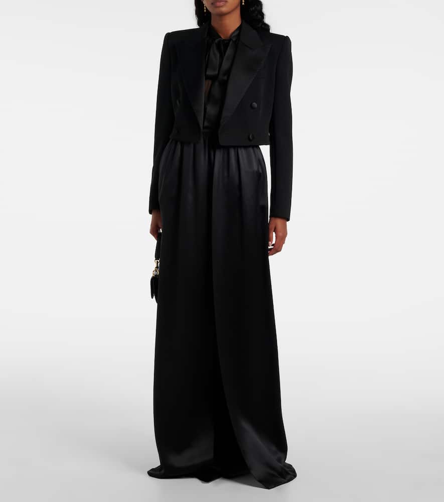 Cropped cotton-blend tuxedo jacket