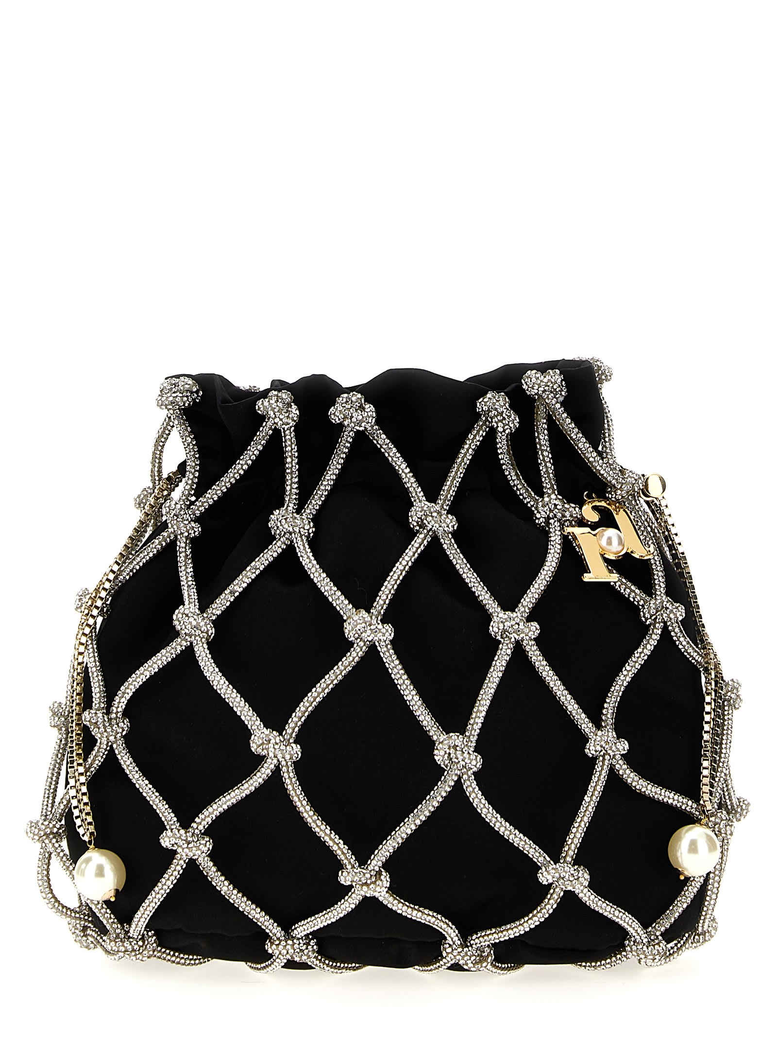 Selene Capri velvet shoulder bag - Black