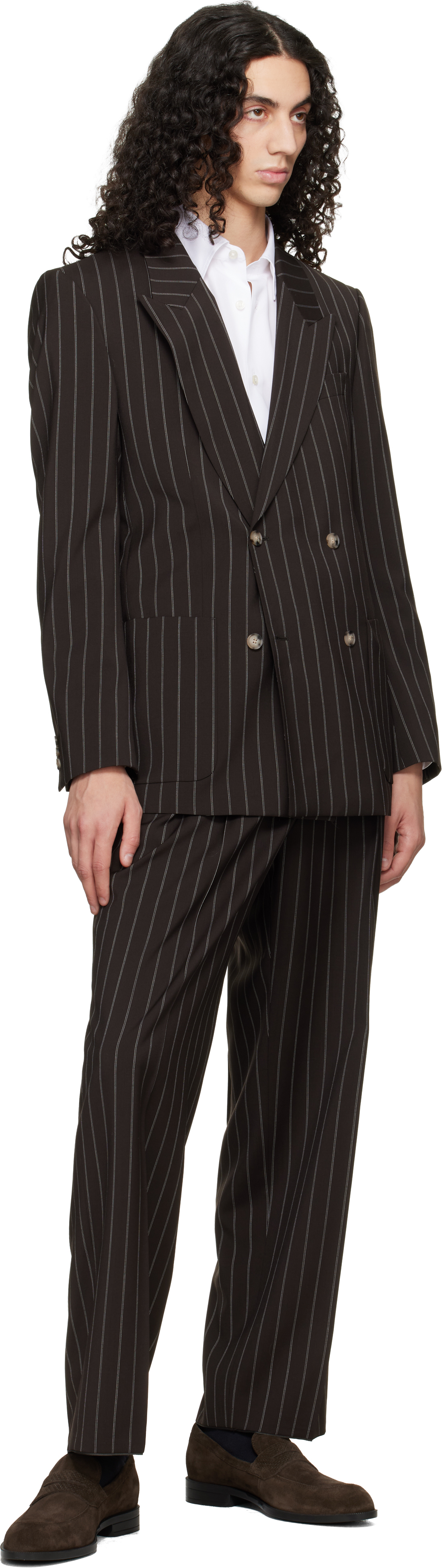 Brown Relaxed-Fit Virgin Wool Blazer