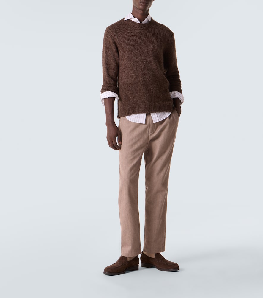 Oscar herringbone cotton-blend straight pants