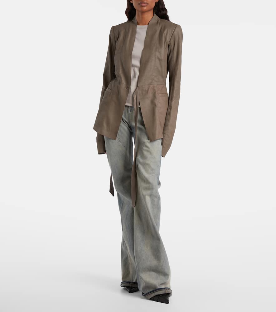 Hollywood virgin wool-trimmed leather blazer