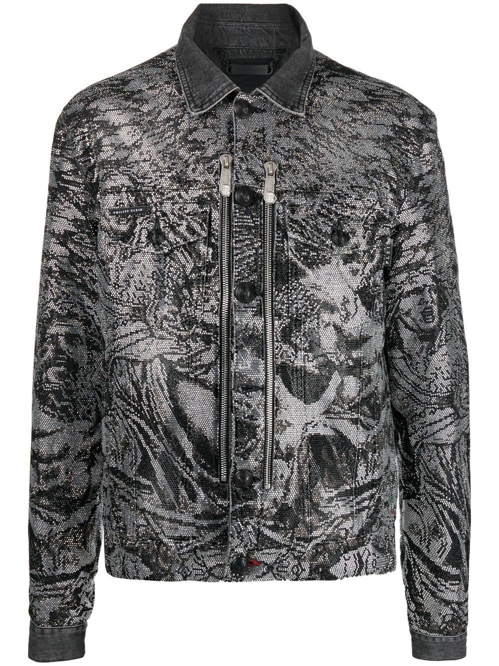 Crystal-embellished jacket - Grey