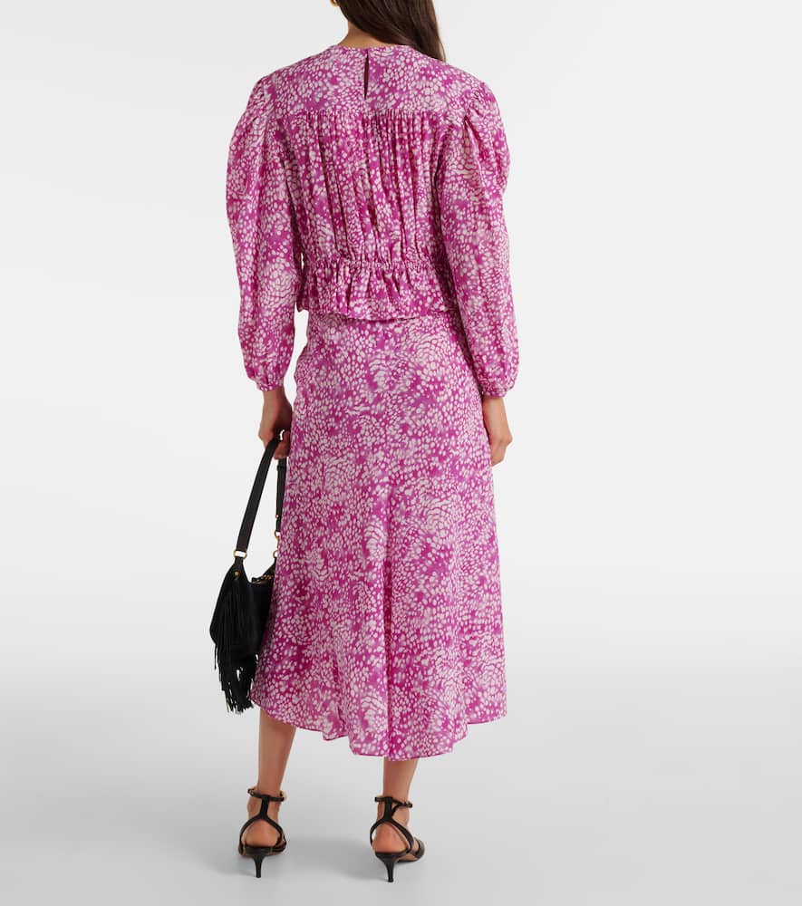 Gelina printed silk-blend top