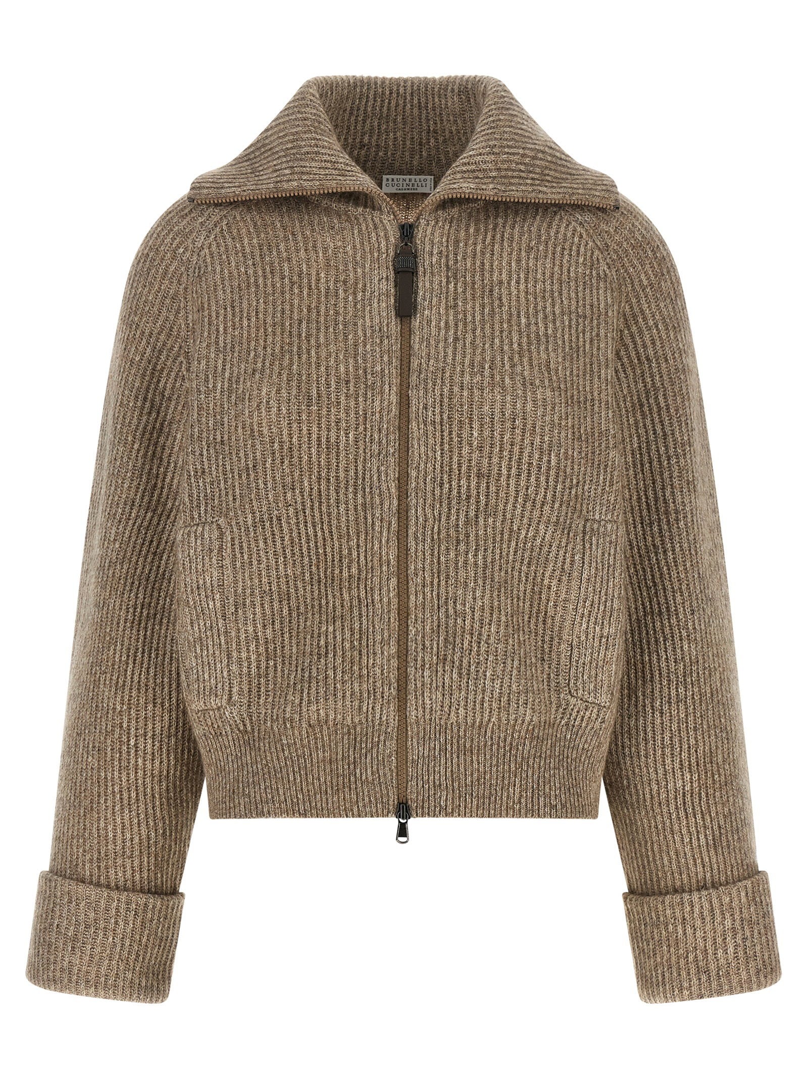 Shiny Zipper Pull Cardigan