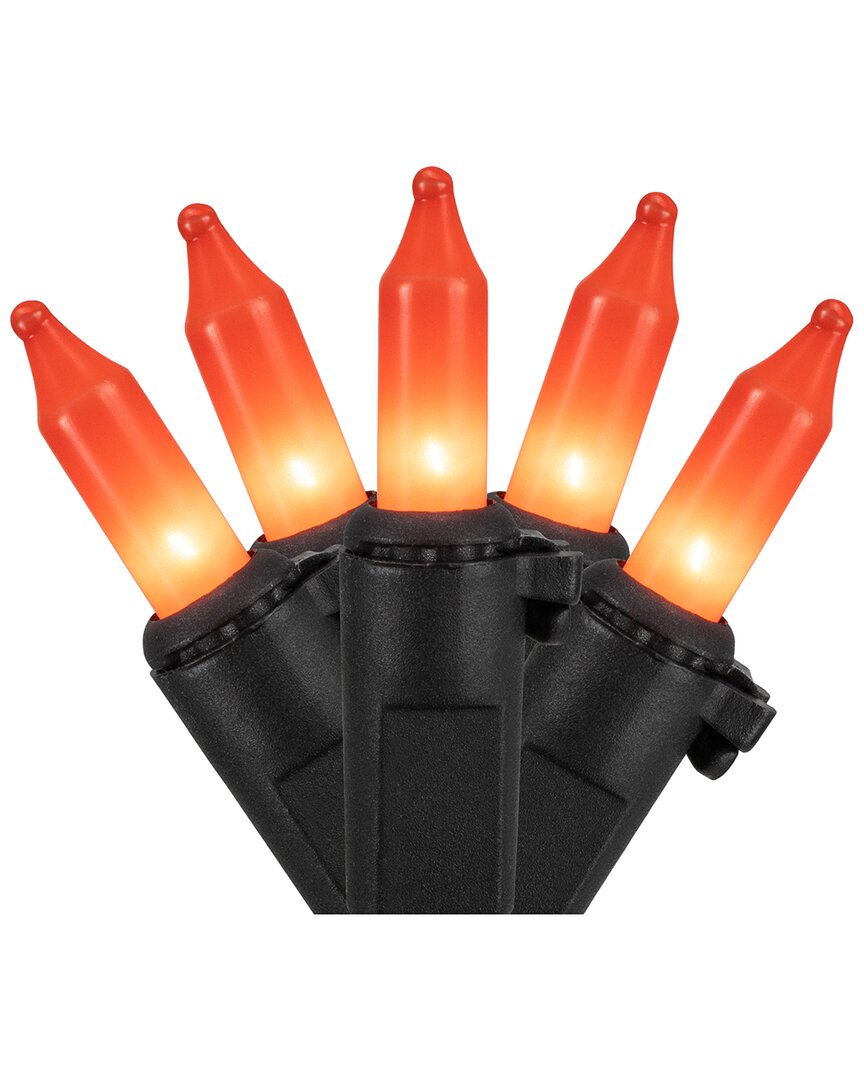 Northlight 100Ct Orange Mini Halloween Light Set  20ft Black Wire