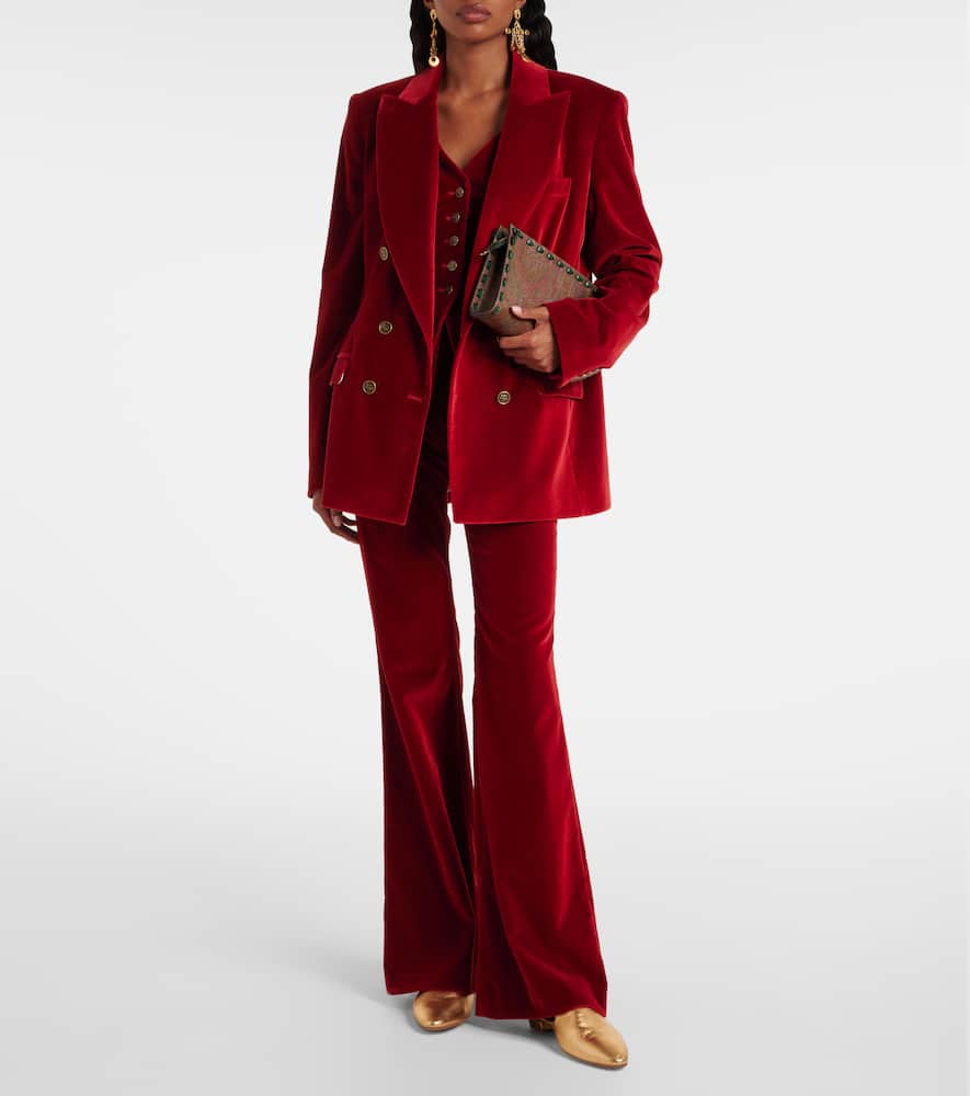 Cotton velvet flared pants