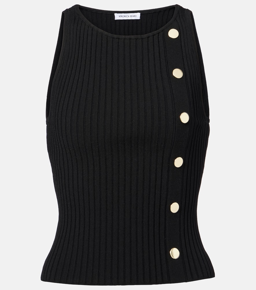 Veronica Beard Nelson embellished ribbed-knit top
