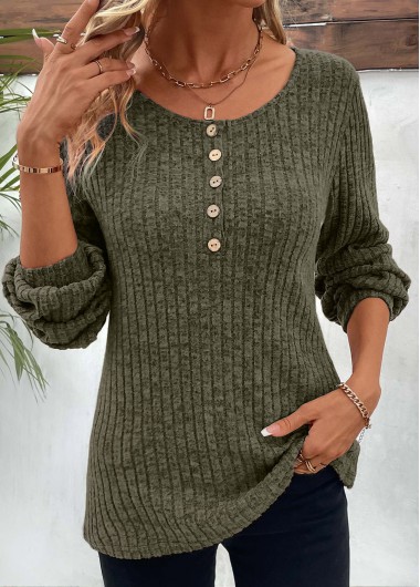 Modlily Dark Reddish Purple Button Long Sleeve T Shirt