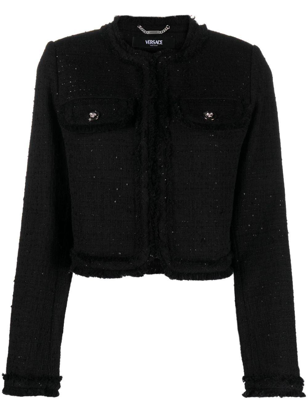 Sequin-embellished tweed jacket - Black