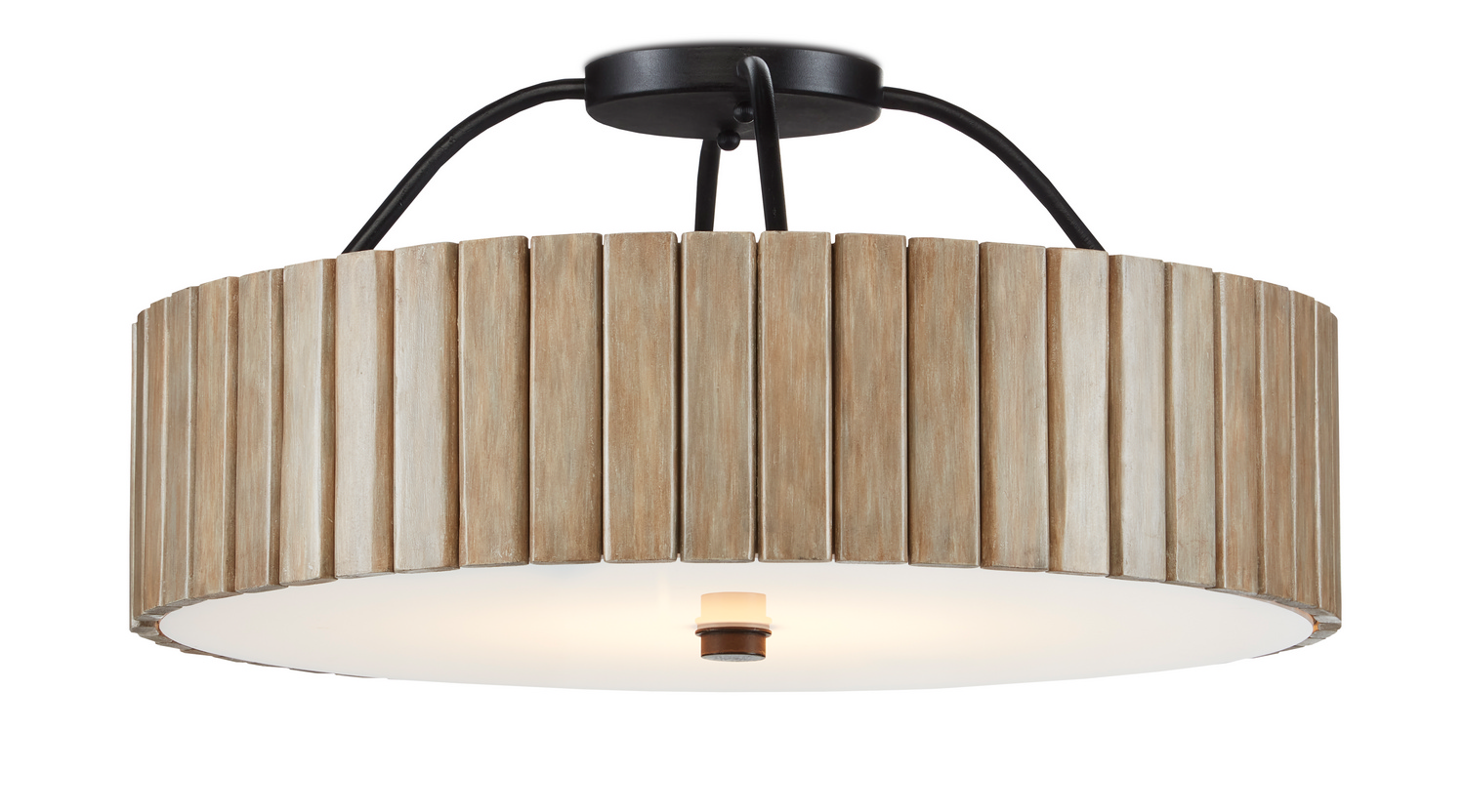 Tetterby 1-Light Semi-Flush Mount in Black with Natura