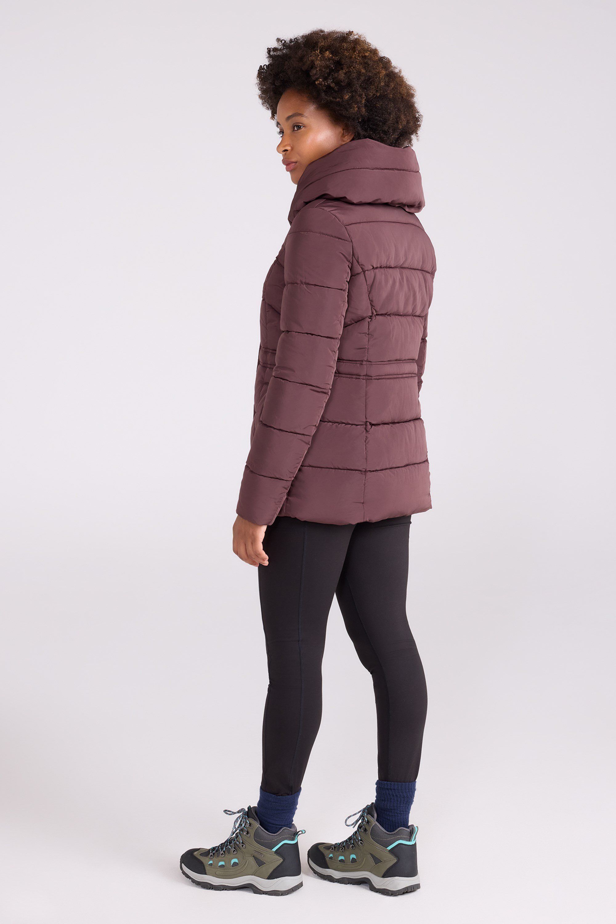 Mountain Warehouse 'olive' Padded Water Resistant Hooded Outdoor Winter Puffer Jacket In Brown