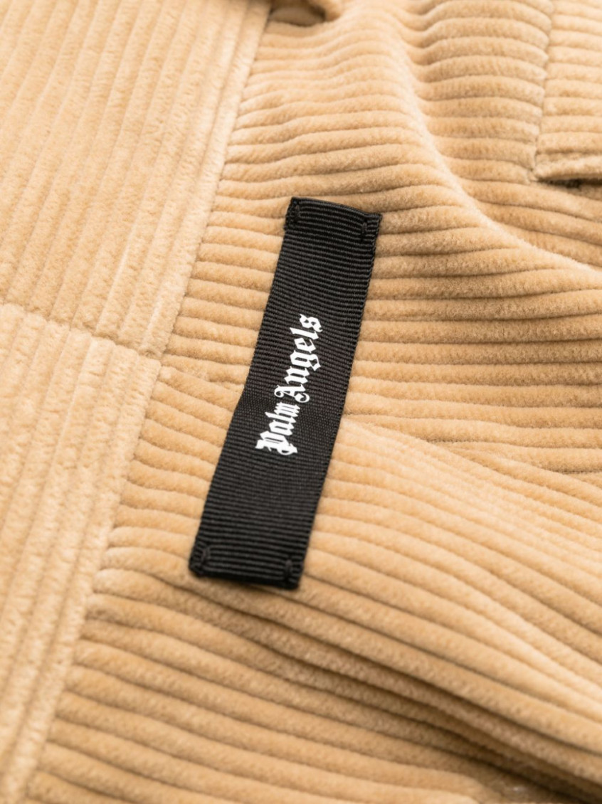 Crochet-stripe cotton corduroy trousers - Neutrals