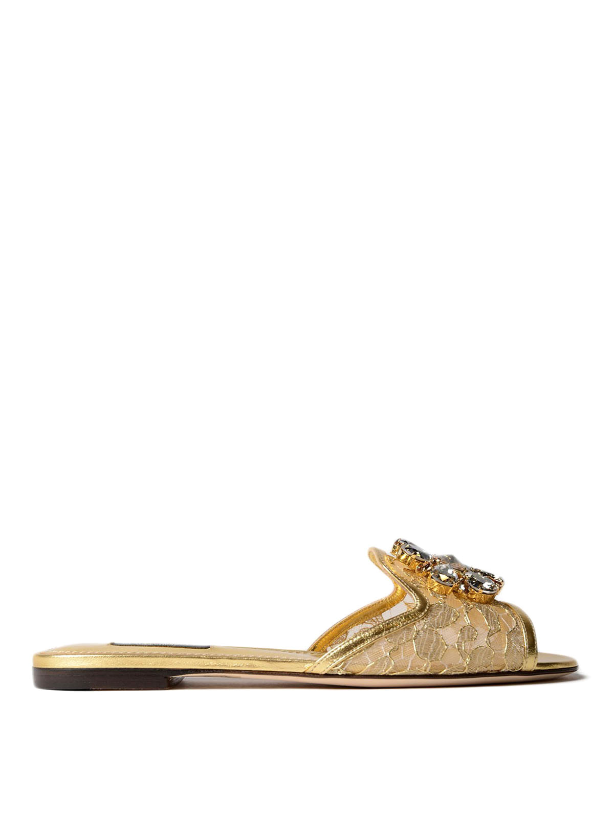 Taormina lace Bianca jewel slippers