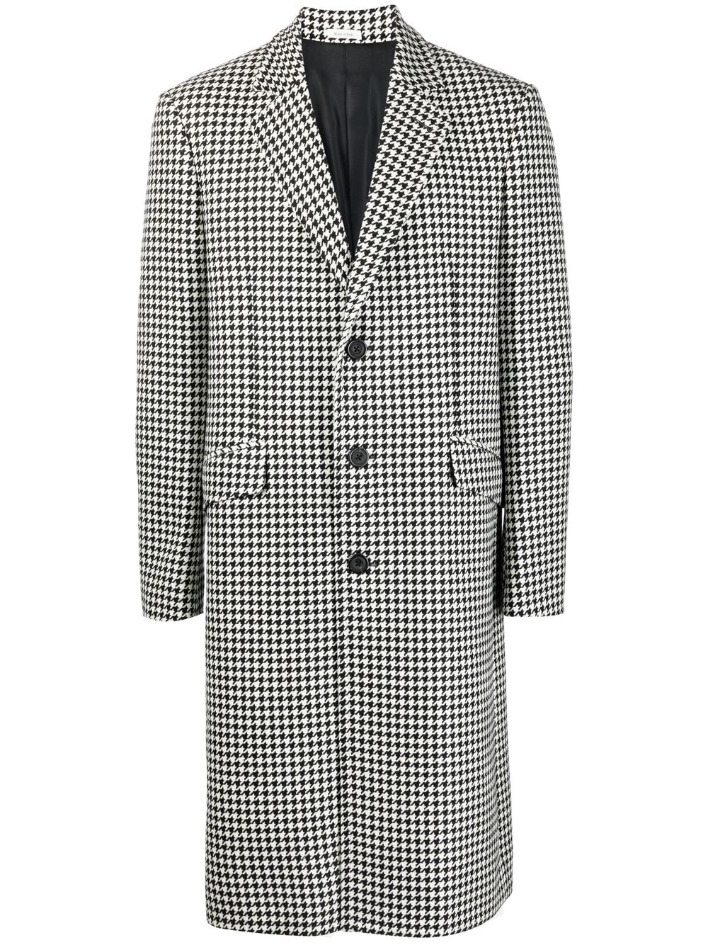 Houndstooth single-breasted coat - Black