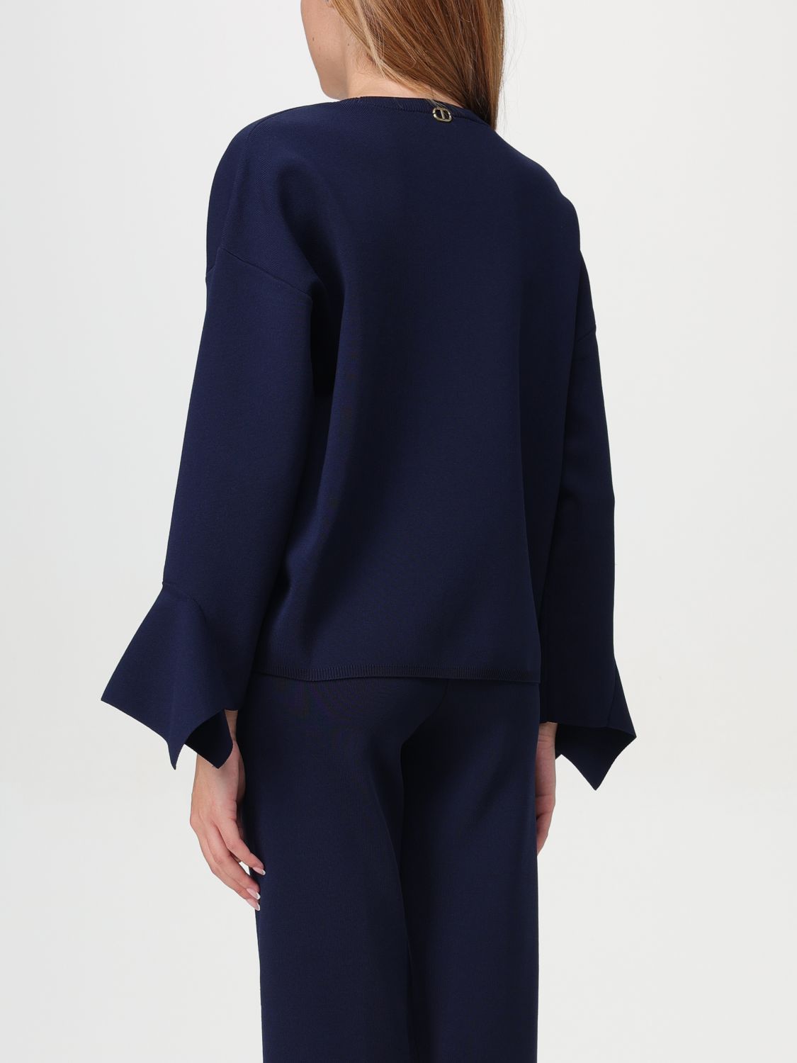 Ruffled crew-neck sweater - Blue