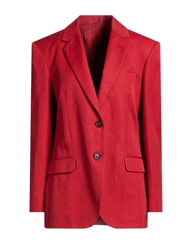 Woman Blazer Red Size 6 Cotton, Linen