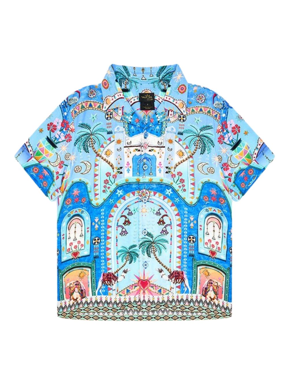 Graphic-print short-sleeve shirt - Blue