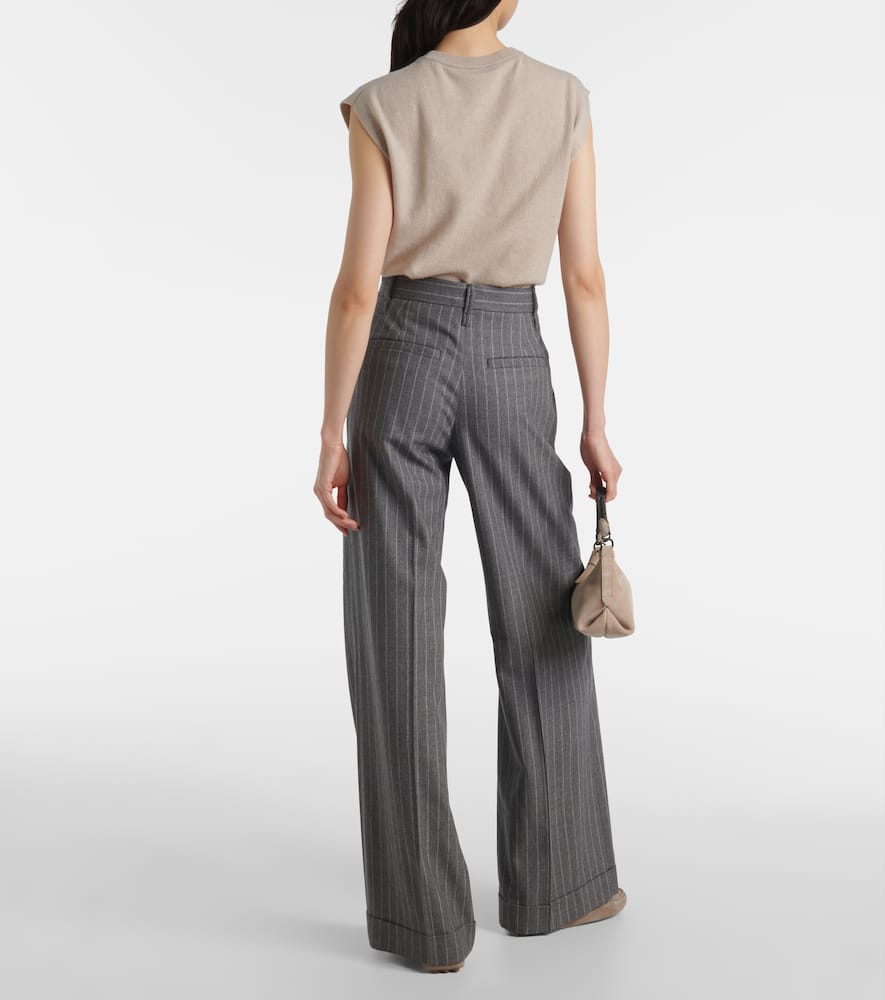 Wide-leg virgin wool pants