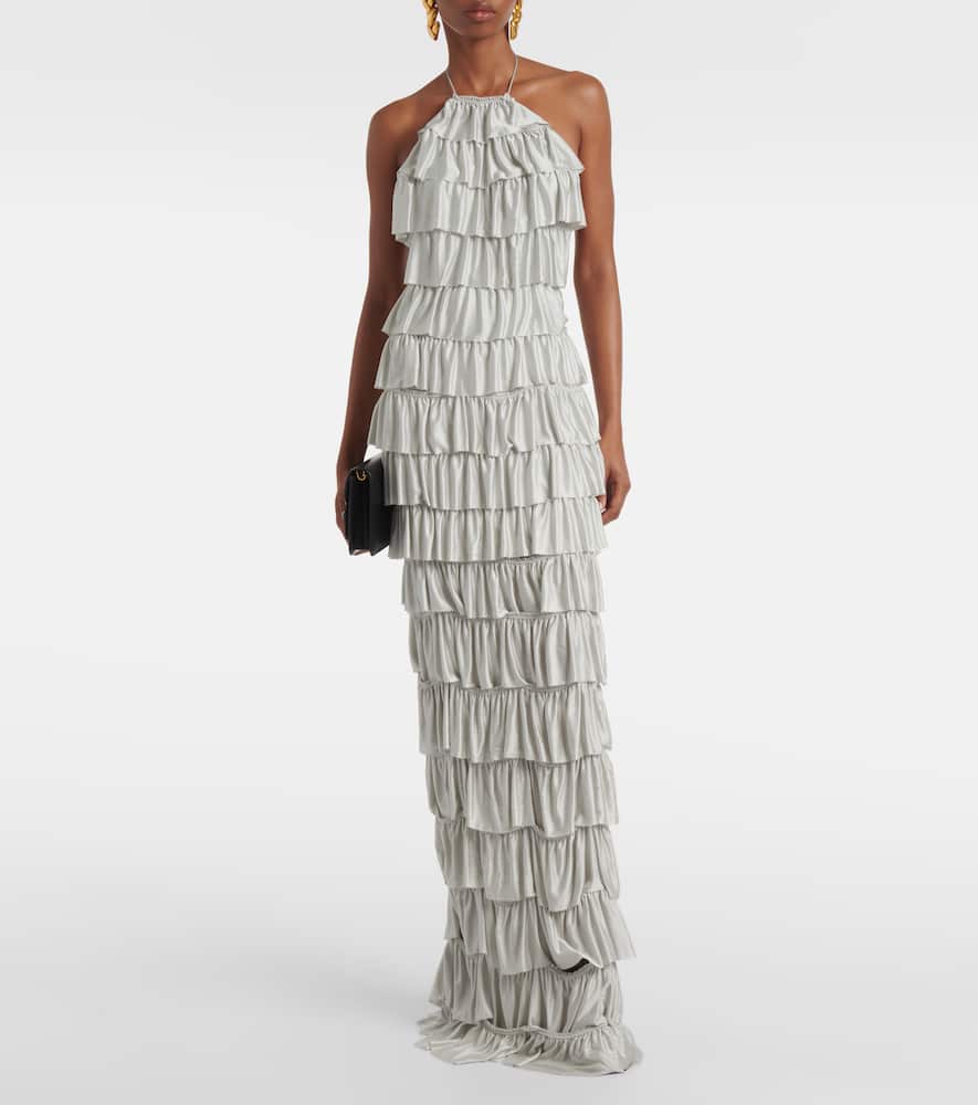 Ruffled tiered gown