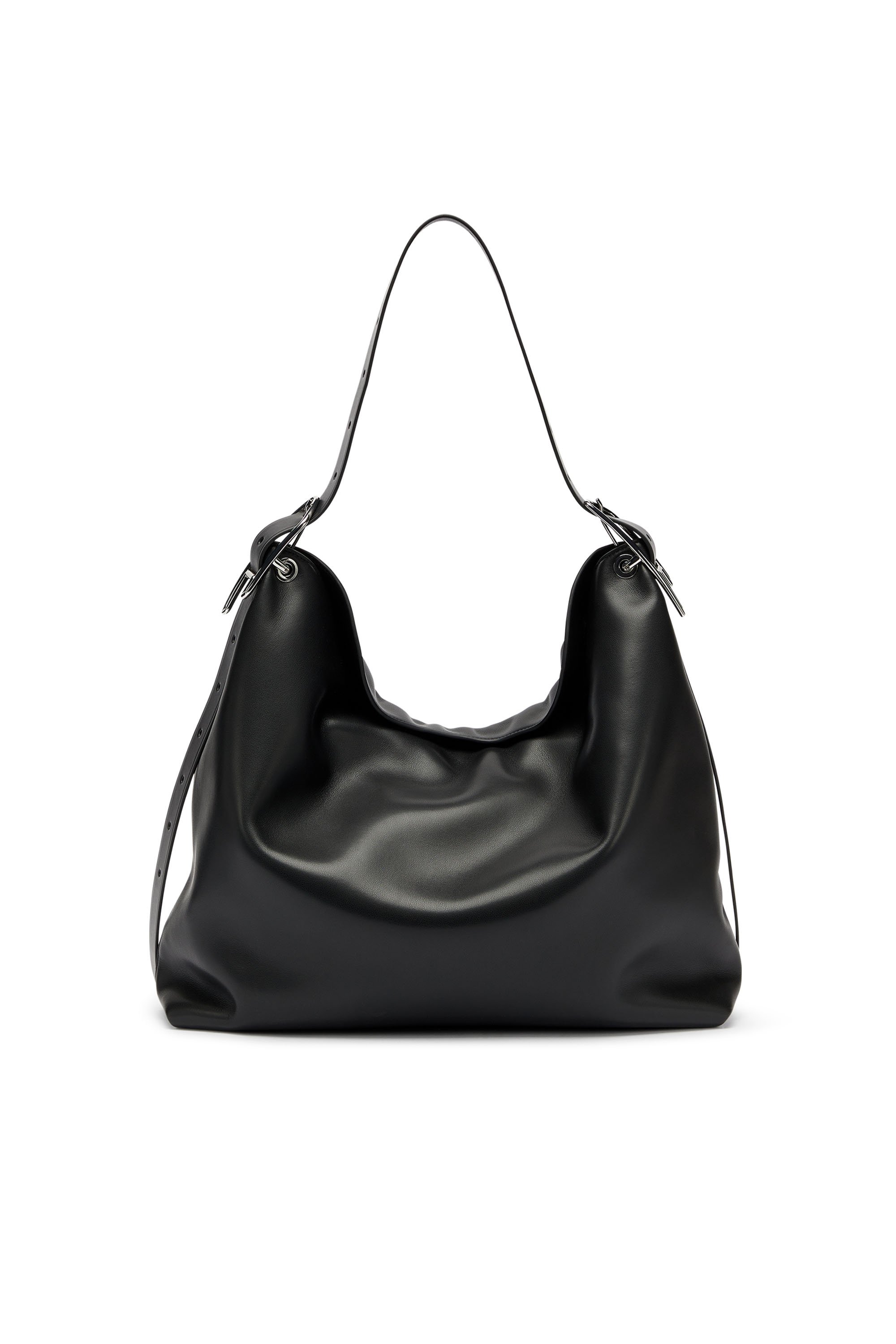 D-Line-Leather hobo bag - Shoulder Bags - Woman - Black