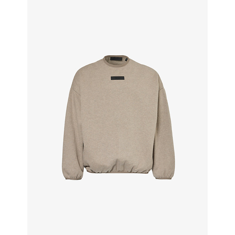 Mens Heather Grey Essentials Brand-patch Cotton-blend Sweatshirt S
