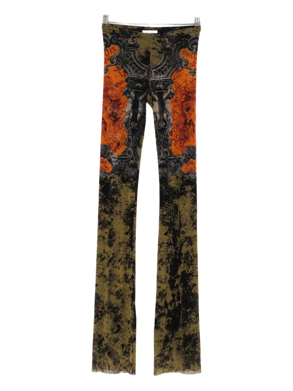 Abstract-pattern print trousers - Black