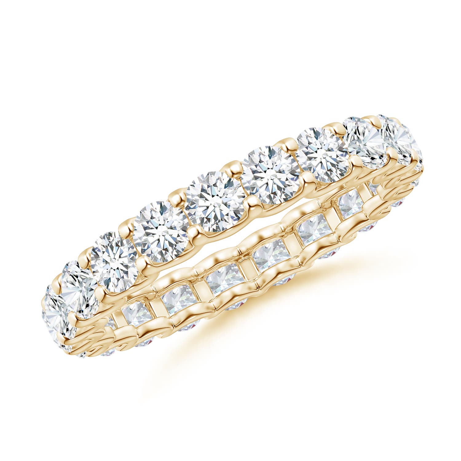 Angara 2.21 Carats Prong Set Diamond Full Eternity Wedding Ring in 18K Yellow Gold
