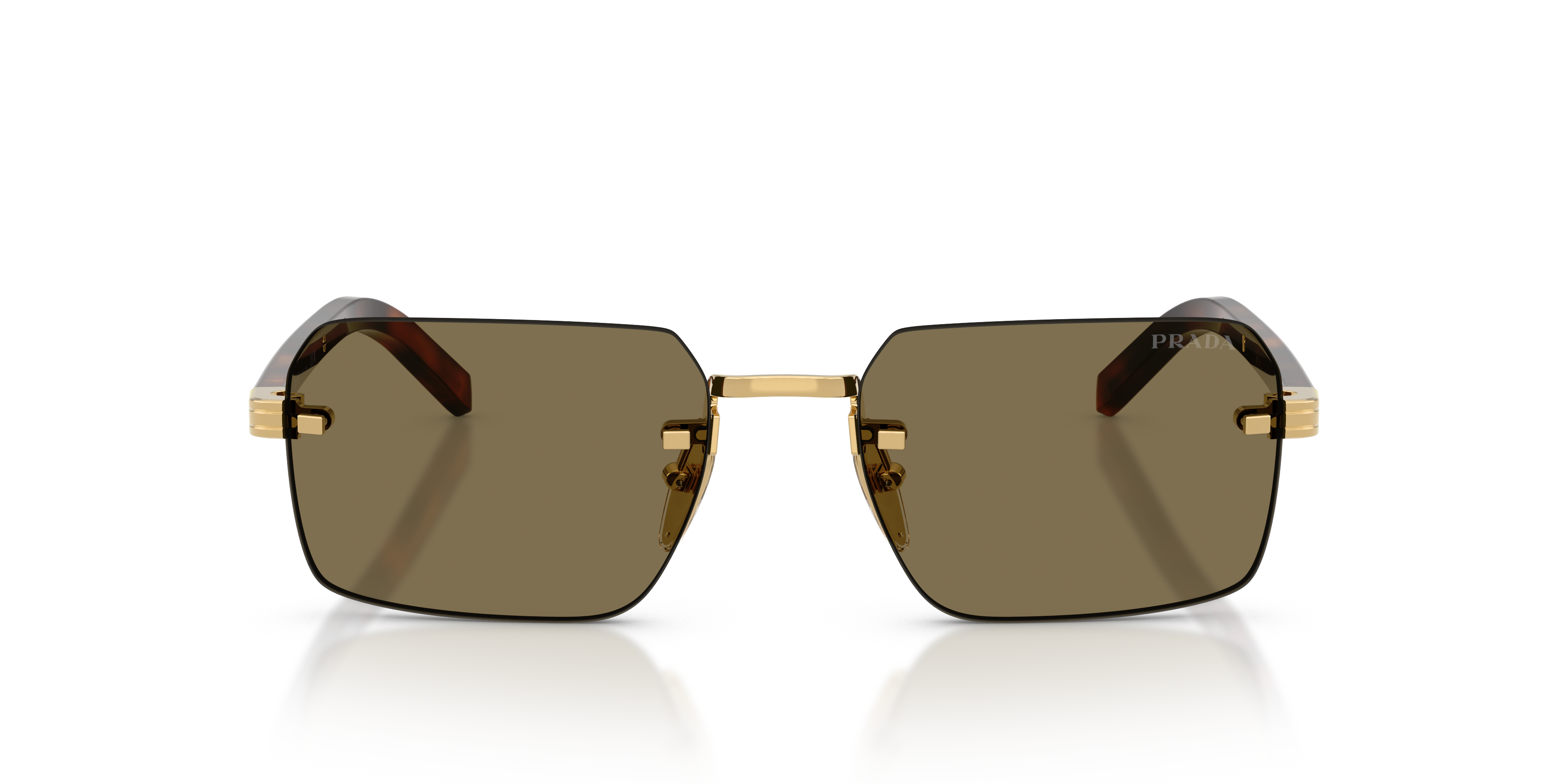 Prada Man Prada PR D55S 5AK90F Sunglasses Metal Gold Brown Squared Norma