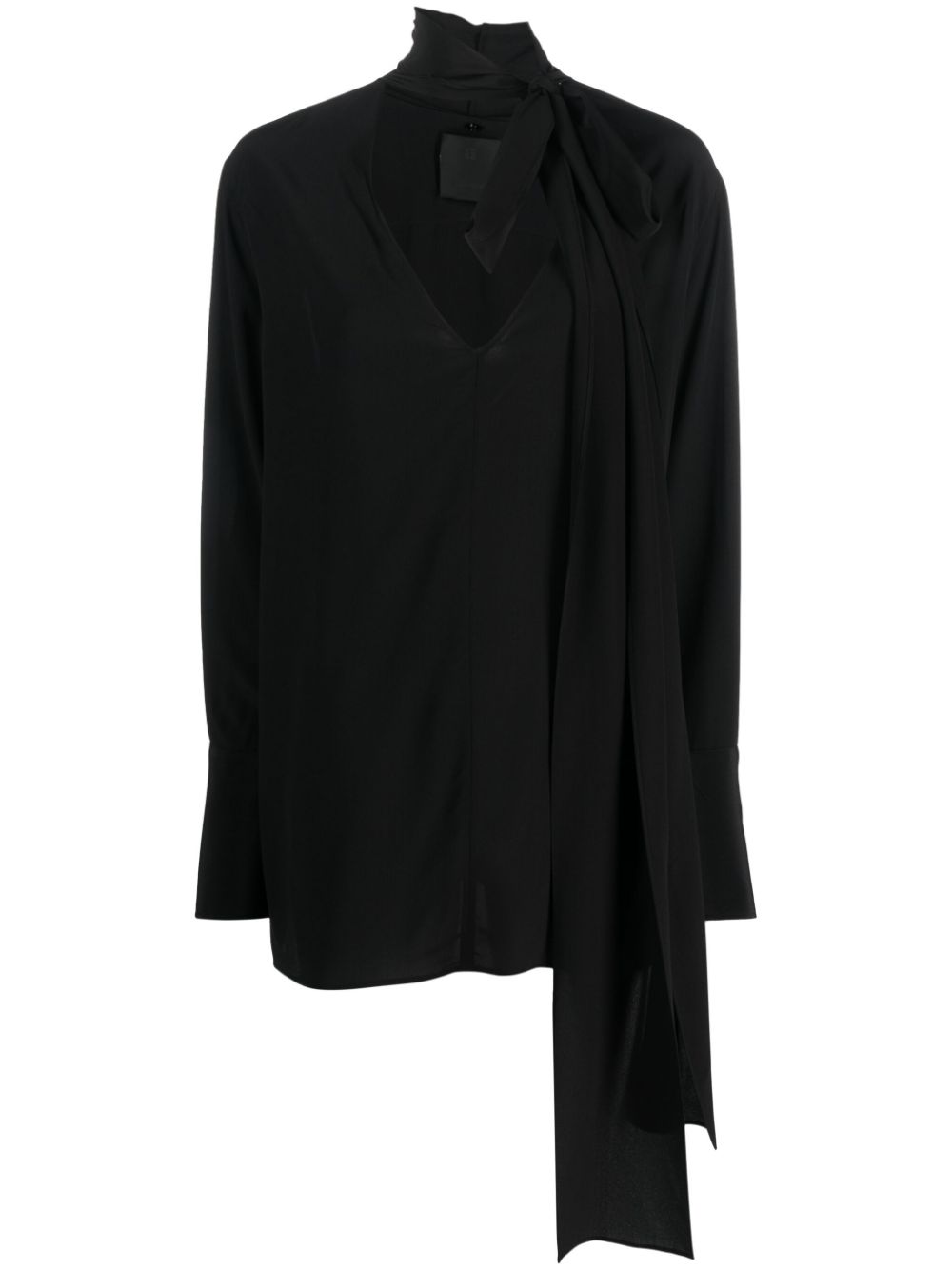 Pussy-bow silk blouse - Black