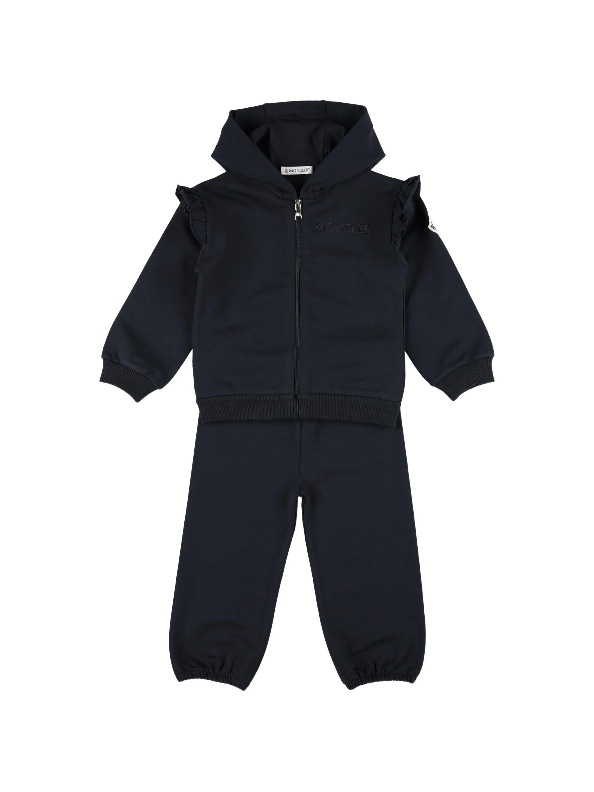 Kids' Stretch Cotton Hoodie with Ruffled Hem Trousers
