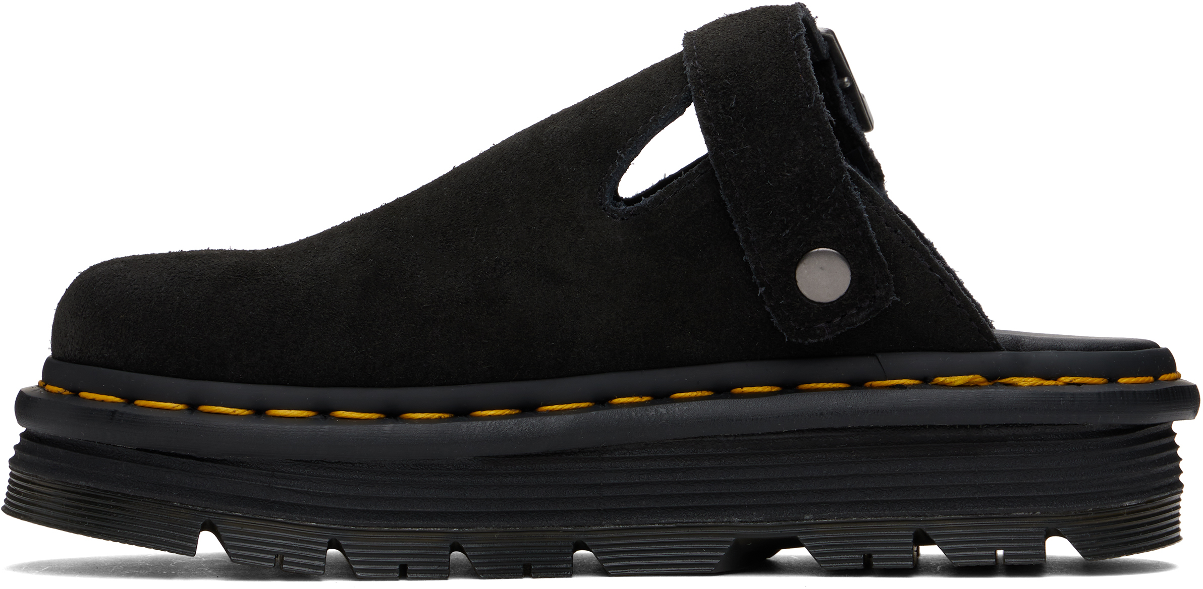 Dr. Martens Black Zebzag Suede Slingback Platform Mules