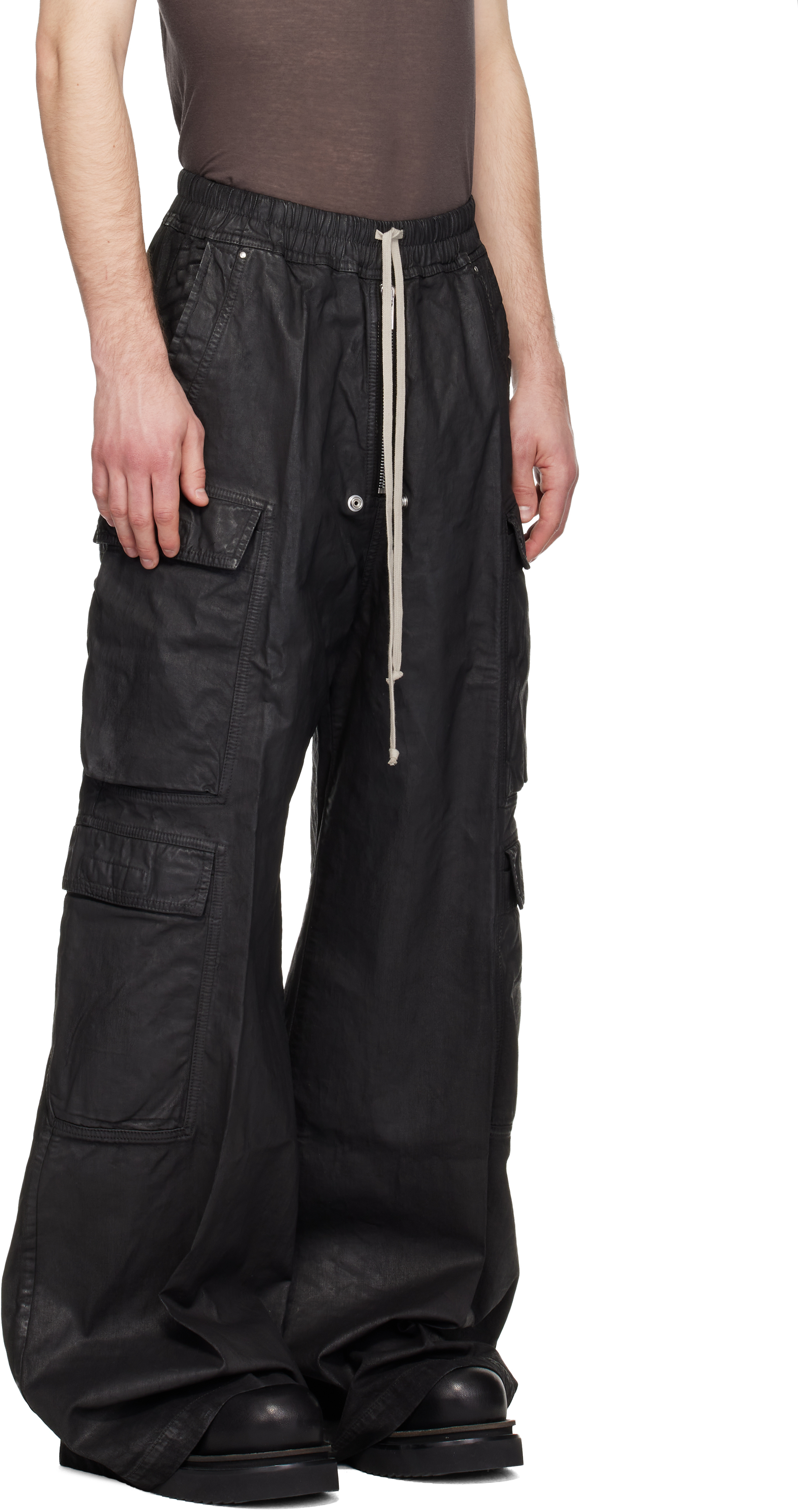 Black Temple Double Jumbo Belas Denim Cargo Pants