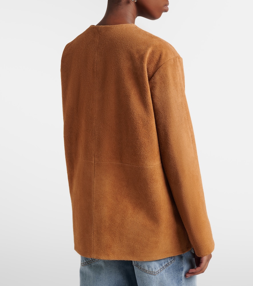 Róhe Leather-trimmed suede jacket