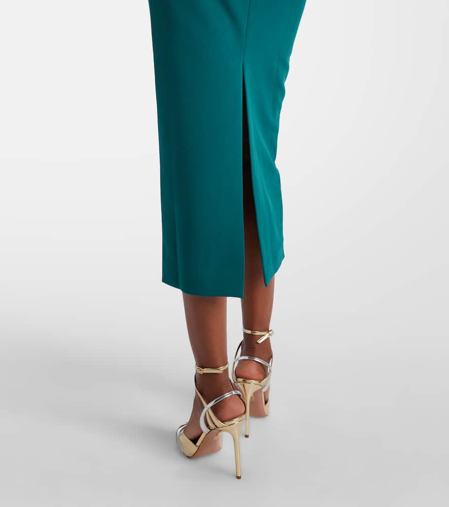 Belted crêpe midi dress