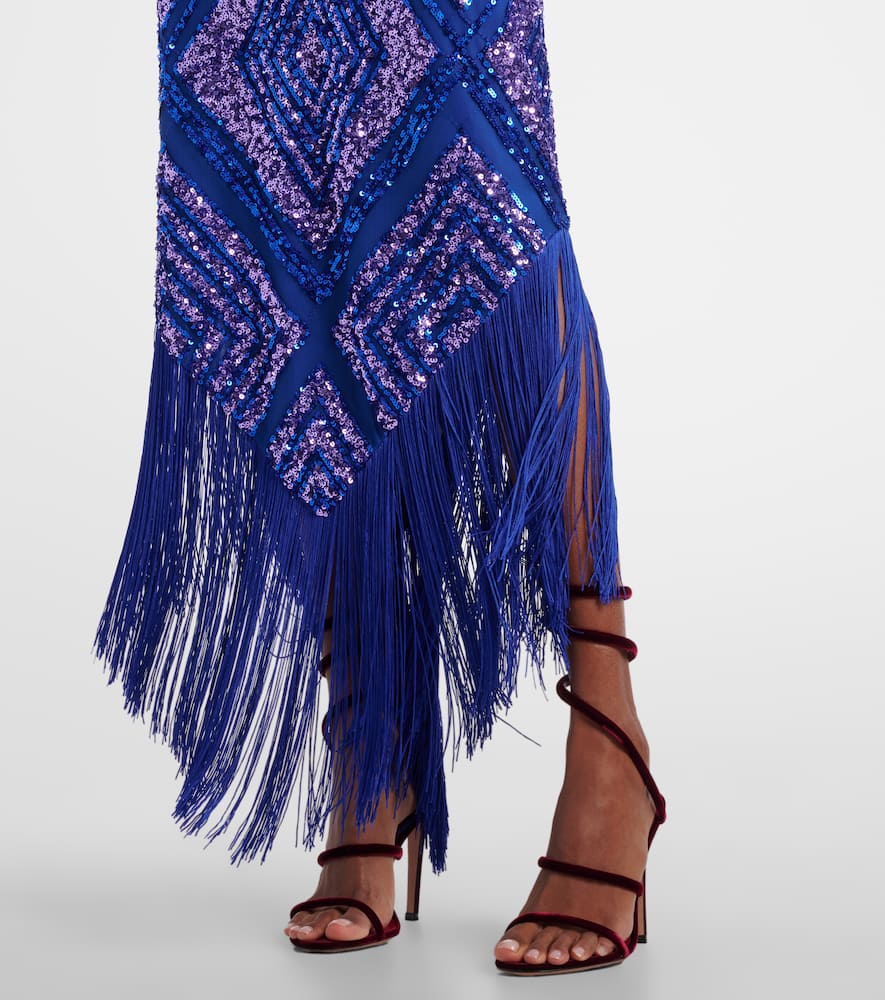 Nina fringed sequined maxi dress