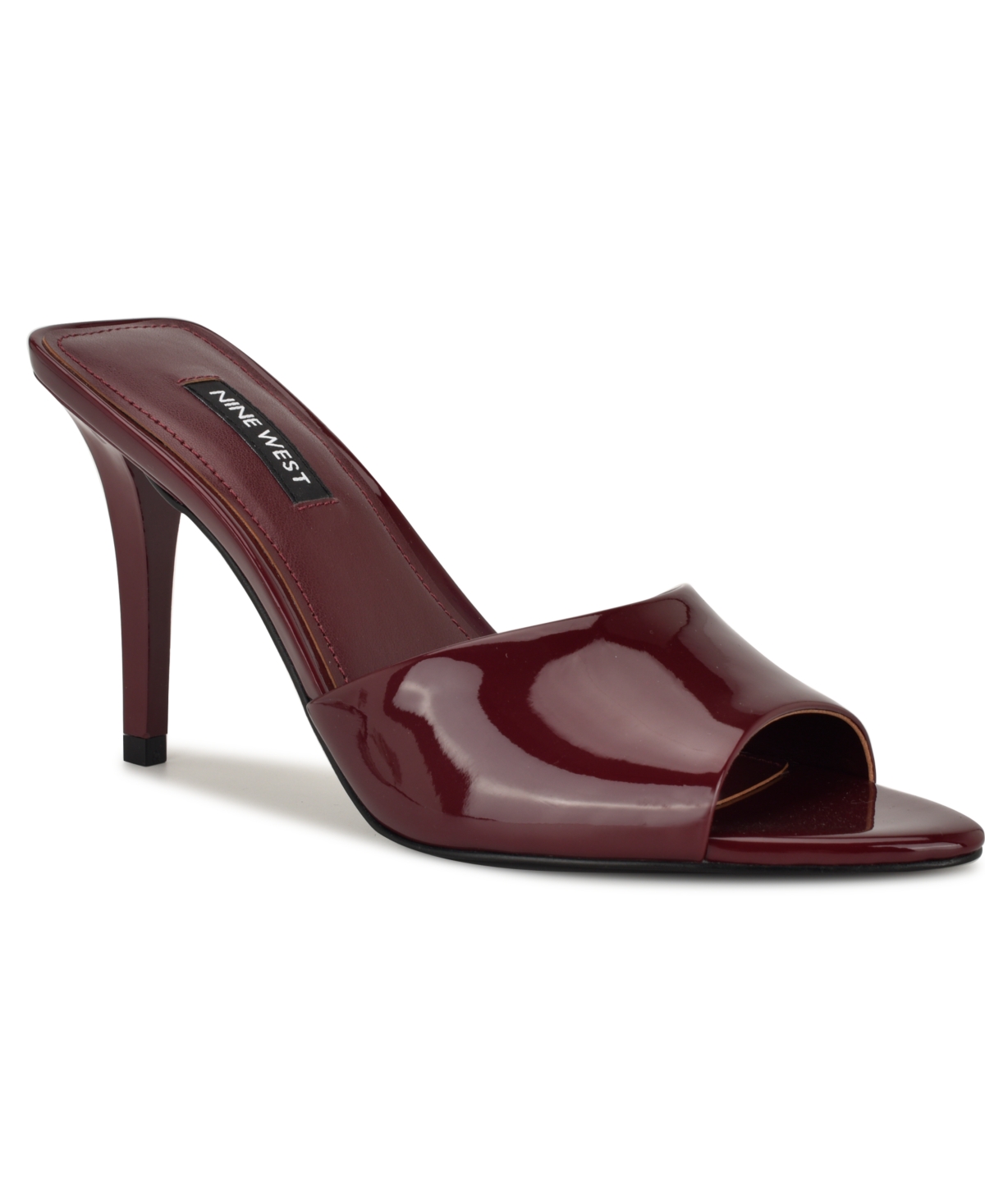 Women's Hather Slip-On Stiletto Sandals - Dark Red Patent