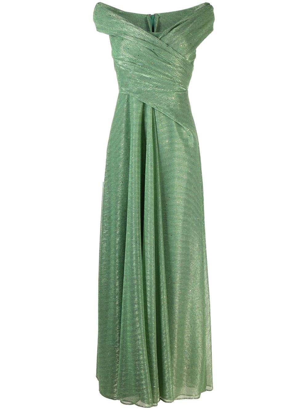 V-neck draped gown - Green