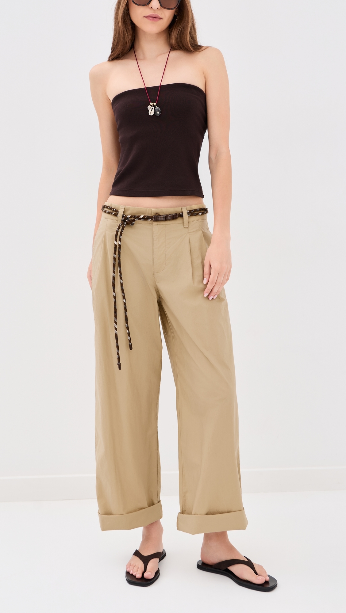 Poplin Pleated Trousers Fennel Seed