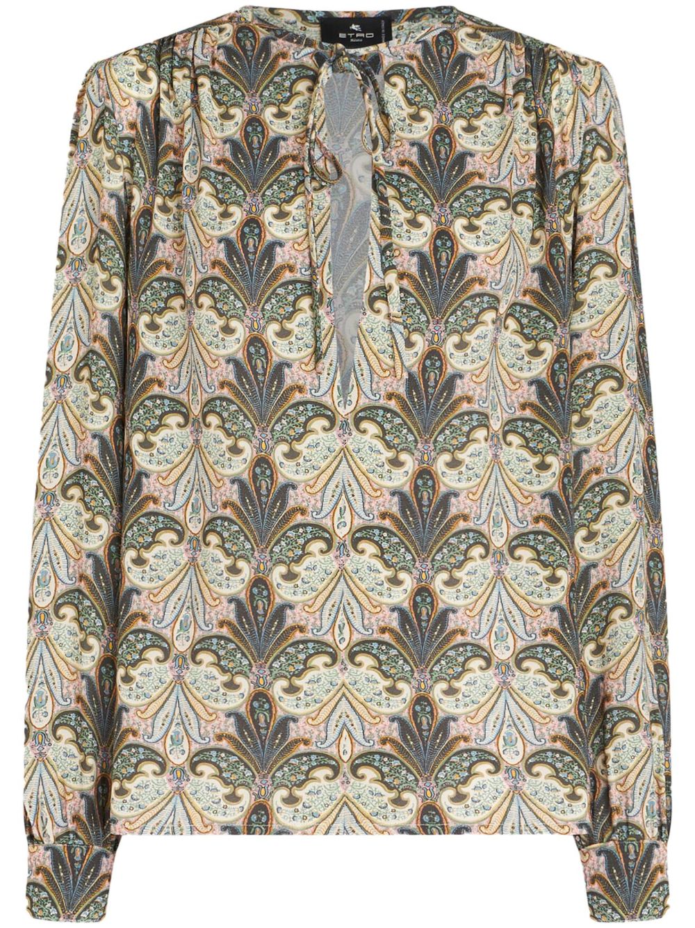 Paisley-print front-tie blouse - Neutrals