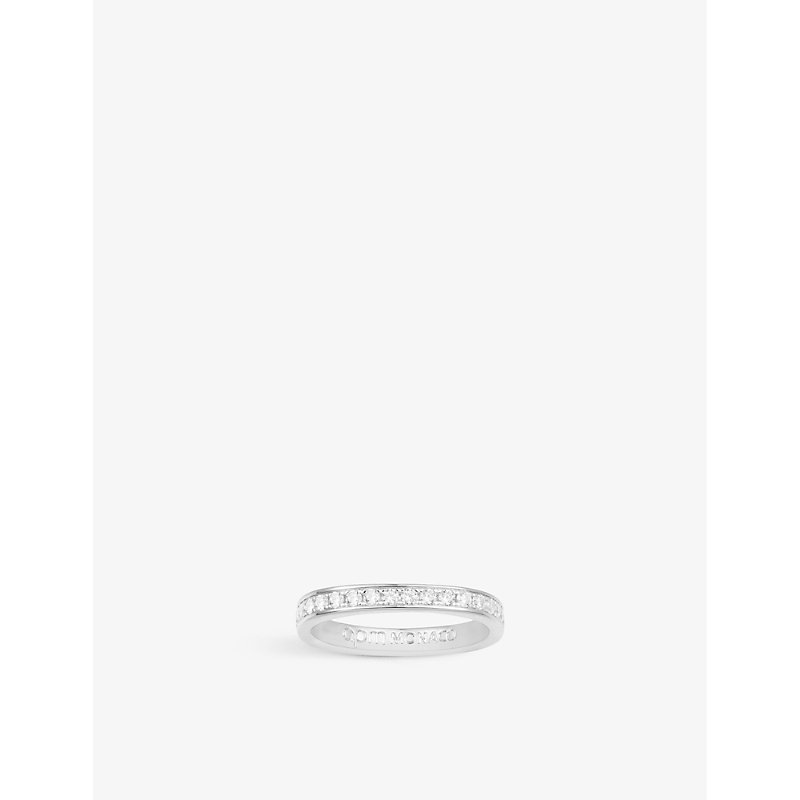 Womens Silver Dainty Sterling-silver and Pavé Zirconia Ring