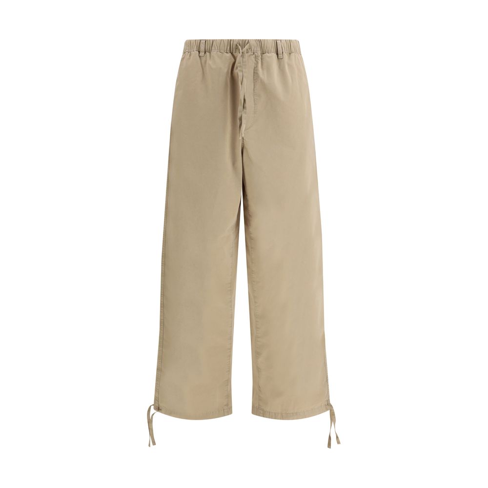 Cotton Canvas Drawstring Chinos — Beige